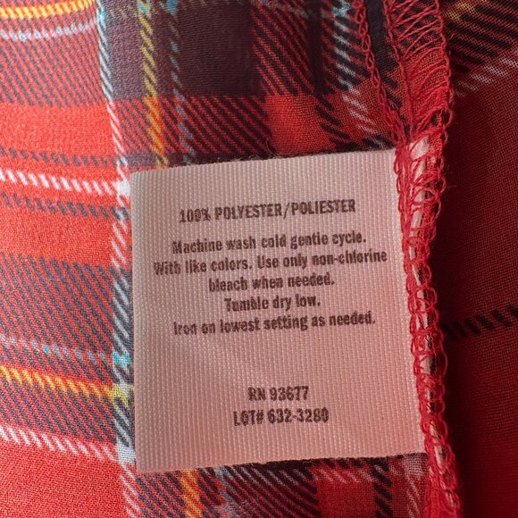 Decree Red Plaid Button Up Shirt Size Large Lightweight Long Sleeve Top - Picture 7 of 8